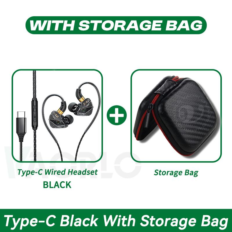 Digitale Chip Kabelgebundene Kopfhörer 3,5 mm AUX/Typ C 9D HIFI Schwerer Bass In-Ear Headsets Mit Mikrofon Kopfhörer Für Samsung Huawei Xiaomi OPPO iPad PC TypeC Black With Bag