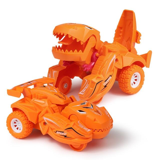 Neues transformierendes Dinosaurier-Auto, Verformungsauto, Spielzeug, Trägheitsschiebe-Dino-Auto, automatische Transformation, Spielzeug für Jungen, erstaunliche Geschenke, Kinderspielzeug orange