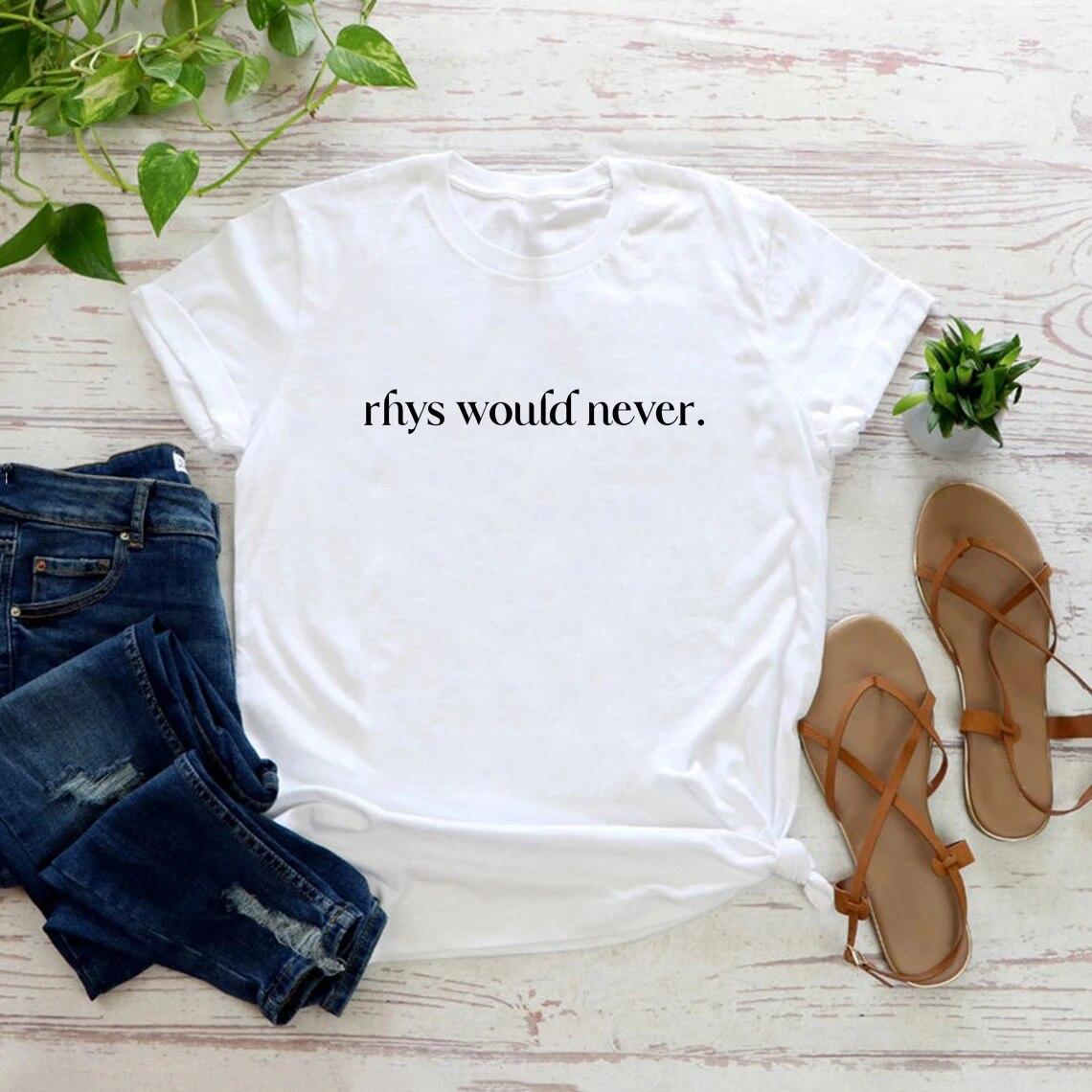 Rhys würde niemals ACOTAR T-Shirt Rhysand Shirt Velaris T-Shirt A Court of Thorns and Roses T-Shirts Night Court T-Shirt Damenbekleidung L weiß