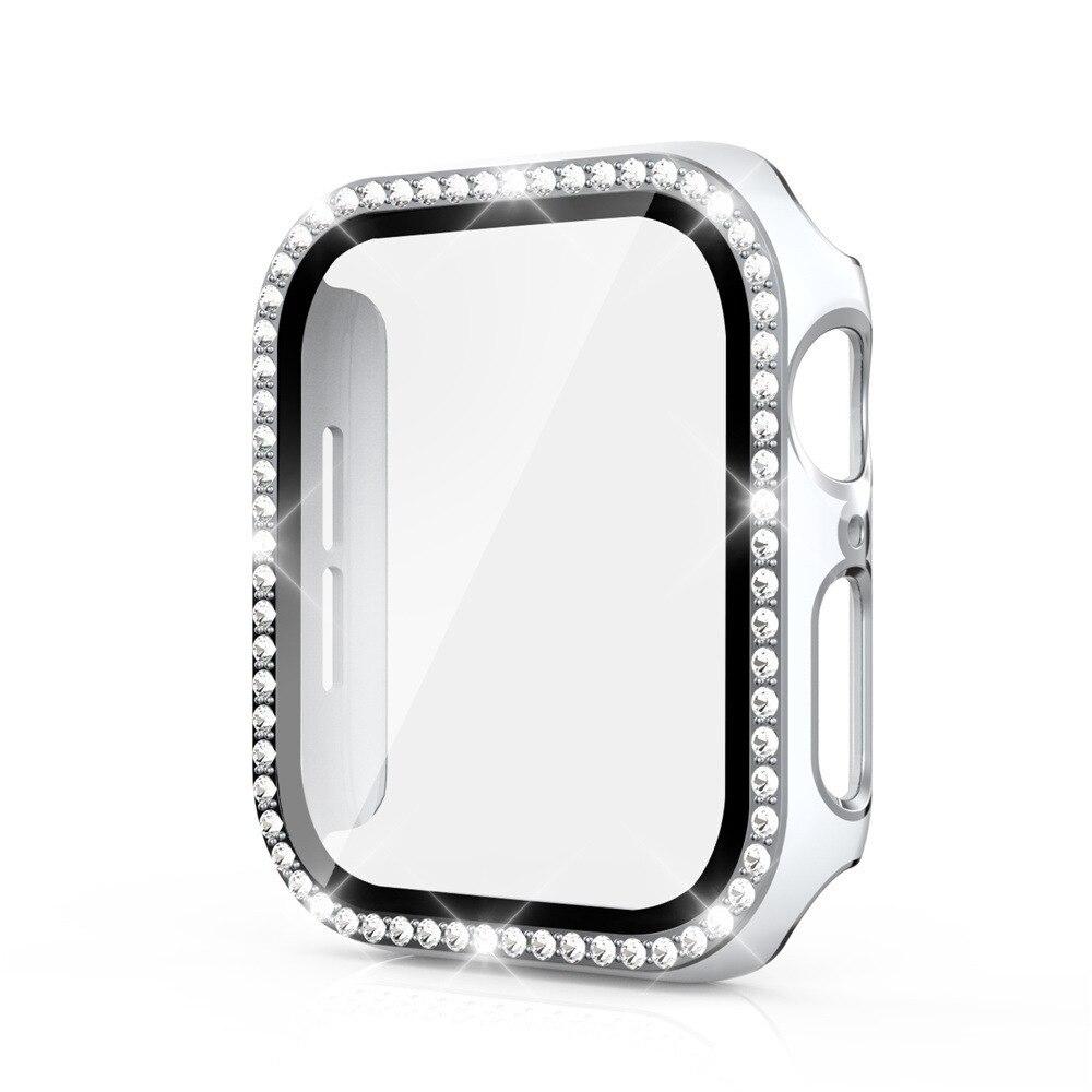 Für Apple Watch Case 40 mm 44 mm 42 mm 38 mm iWatch Bumper und Displayschutzfolie Apple Watch Series 3 4 5 6 SE 38mm series 321 silber/weiß