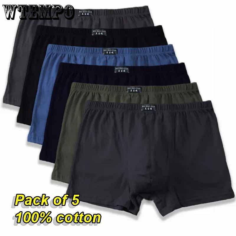 Herren-Boxershorts aus 100 % Baumwolle, einfarbig, lockere, atmungsaktive Boxershorts, Taille, schweißabsorbierende Unterwäsche L