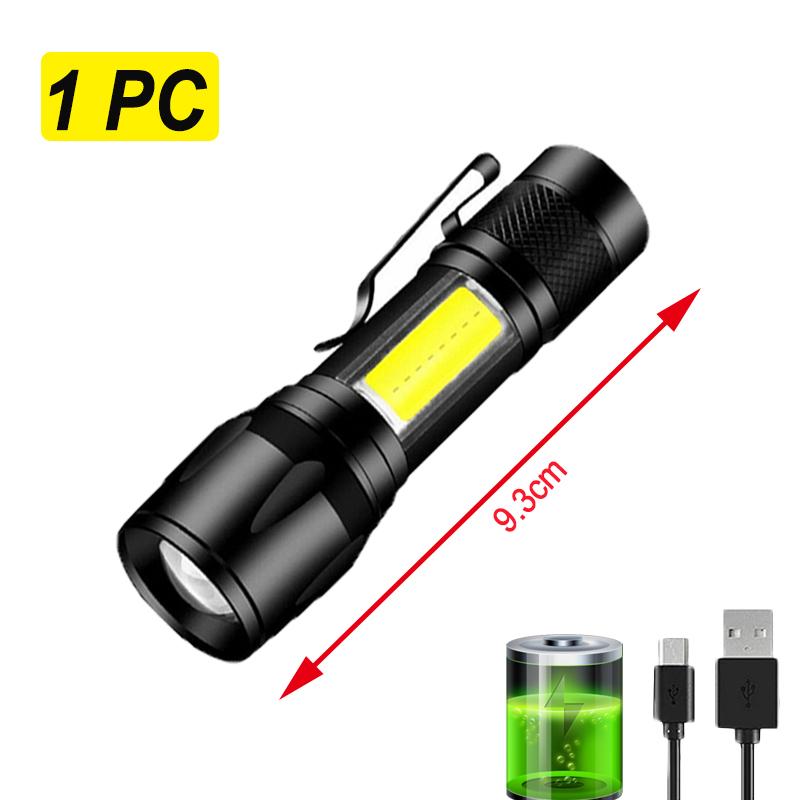 Mini USB aufladbare LED taschenlampe high-power zoom taschenlampe outdoor camping starke licht wasserdichte taschenlampe cob mini taschenlampe 1PC