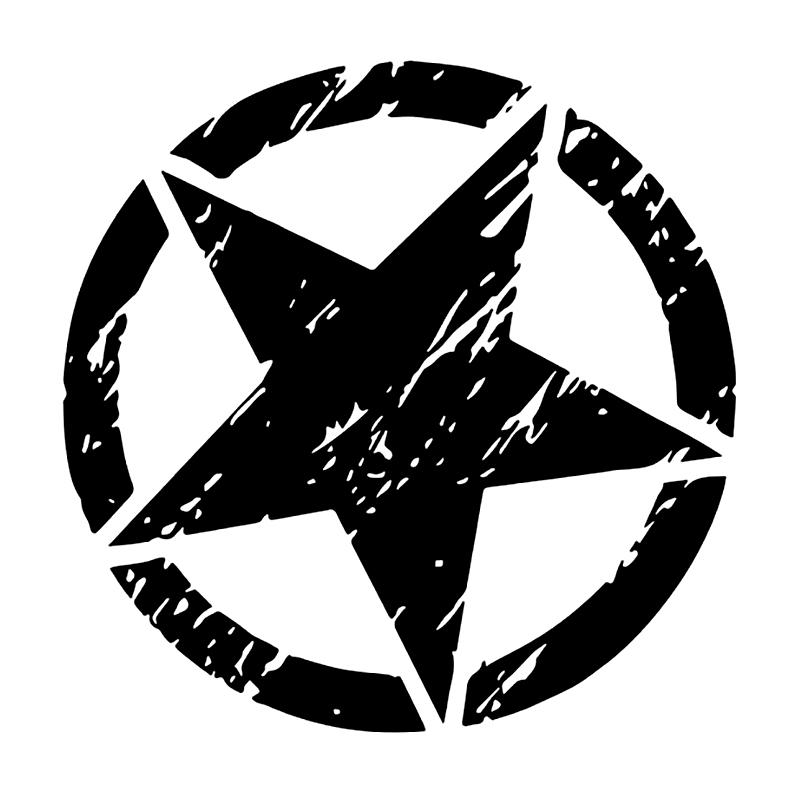 Autoaufkleber Military Army Star Hood KK Off Road Grafikaufkleber für Jeep Wrangler Automobile Außenzubehör Vinyl 50x50cm schwarz