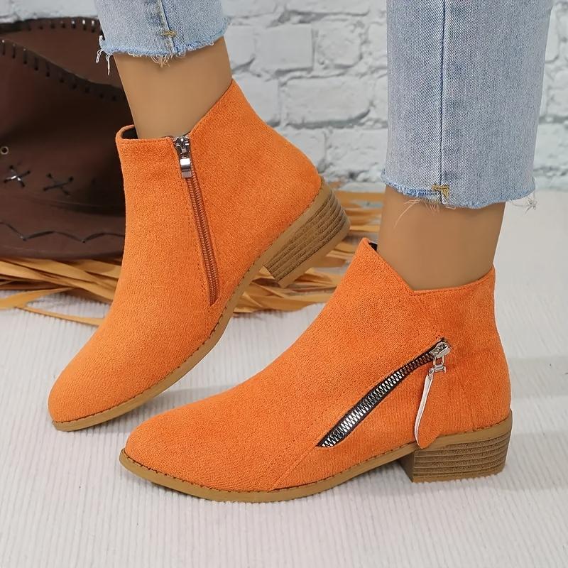 [Modische Stiefeletten] Bequeme Damen-Stiefeletten | Spitze Zehenpartie, Mittelhoher Absatz, Reißverschluss, Ganzjahres-Stiefeletten 38