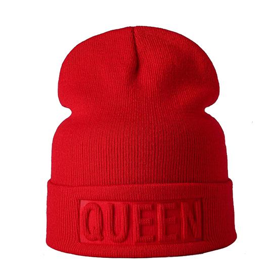 Winter Hut König Königin Mützen Mode Hip Hop Paare Kappe Casual Solide Hut Männer Frau Warme Gestrickte Beanie Ski Skullies motorhaube QUEEN rot