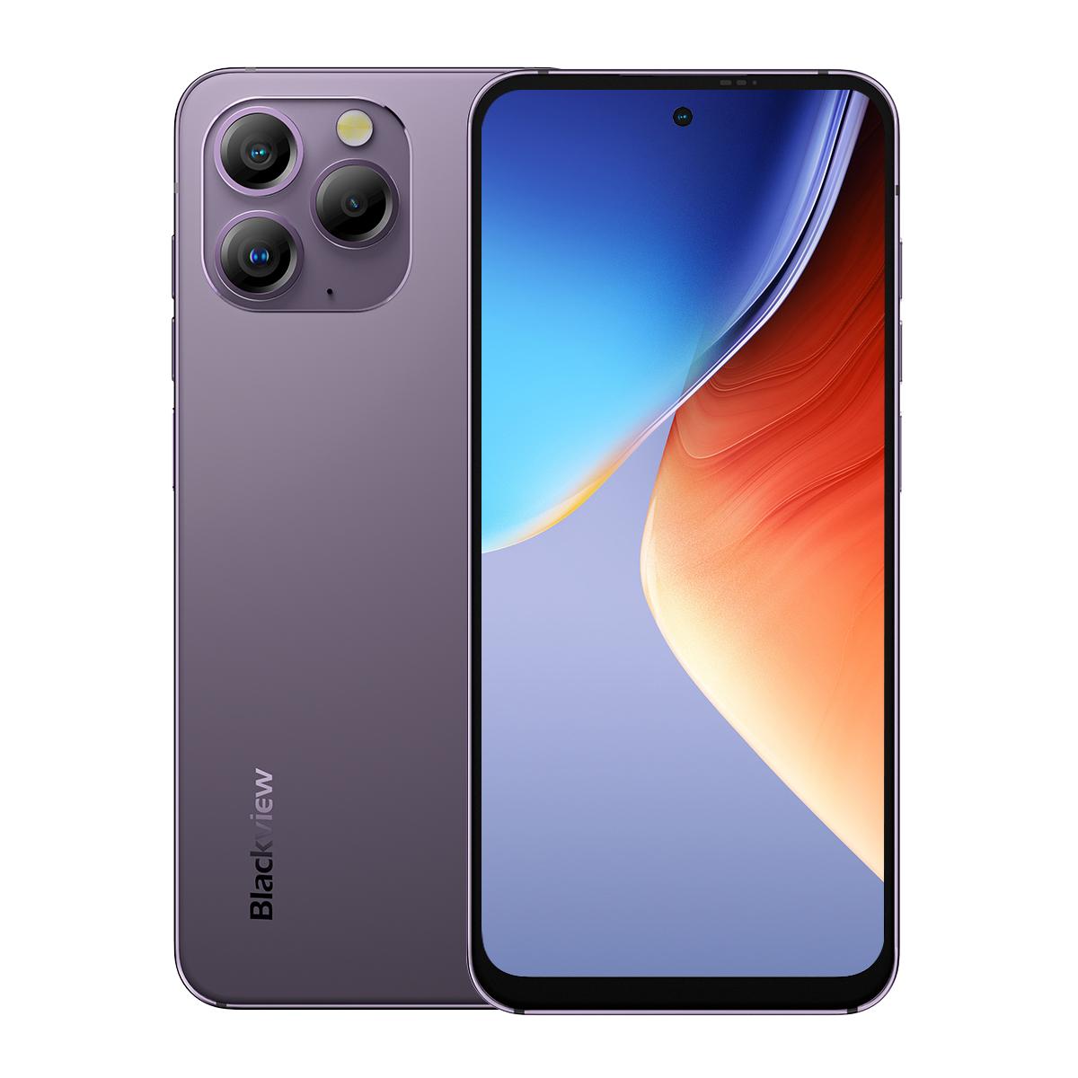 Refurbished Blackview A96 Smartphone 12GB 256GB 6.5'' 120Hz 2.4K Display Android 13 Helio G99 48MP Kameras Globale Version violett