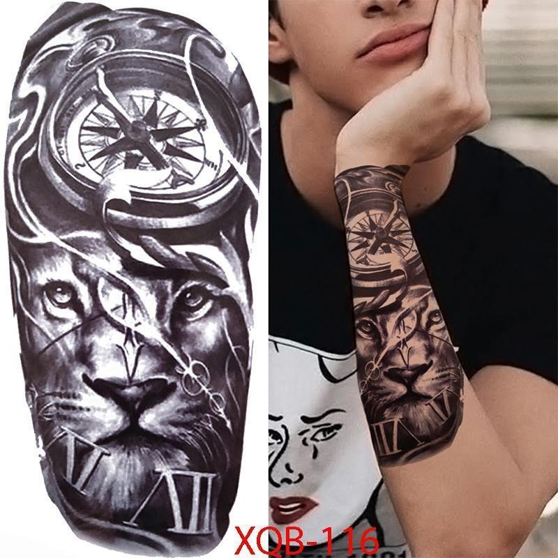 1 STÜCKE Tattoo Temporäre Männer Gefälschte Ärmel Tattoo Aufkleber Tiger Wolf Löwe Tattoo Arm Körperkunst Gefälschte Tattoo Männer XQB-116