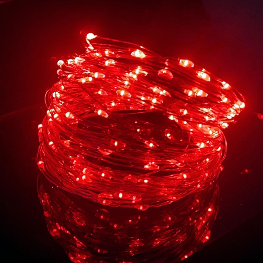 Led silber Draht Lichterkette USB Powered LED Lichterketten im freien wasserdichte Girlande Für Weihnachten Party Hochzeit DIY Dekoration 3m rot