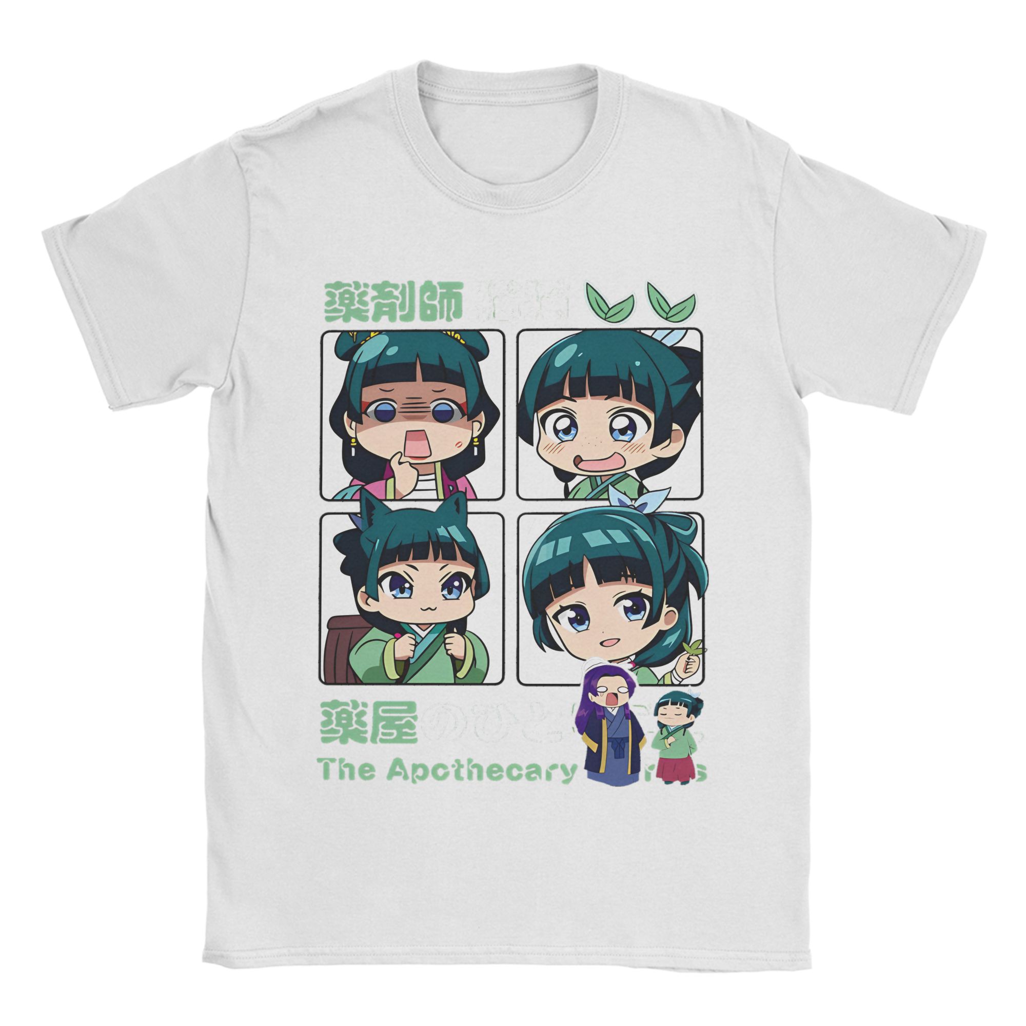 Süße Maomao die Apotheker-Tagebücher T-Shirts Herren Damen 100% Baumwolle Freizeit-T-Shirts Rundhals T-Shirts Kurzarm Kleidung Übergröße 4XL white