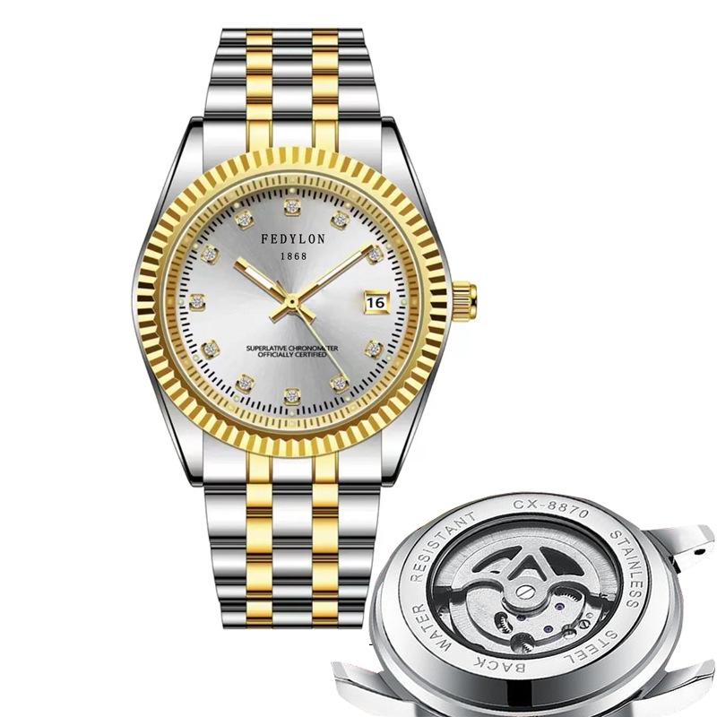 Mechanische Uhr Tourbillon Vollautomatisch Nicht-mechanische Uhr Herrenuhr Wasserdicht Leuchtend Stahlarmbanduhr Herrenuhr , beige