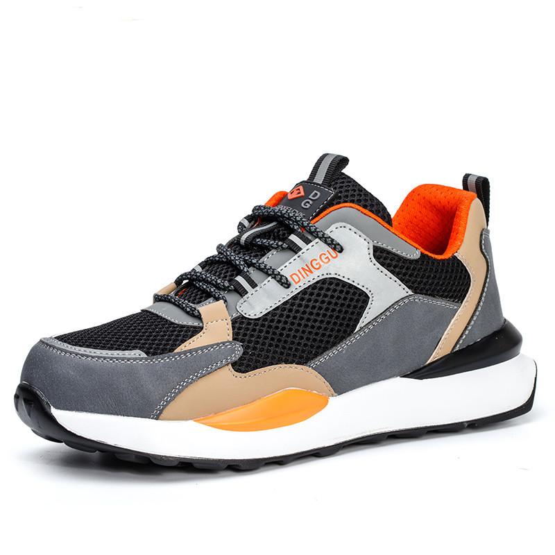 Sicherheitsschuhe Herren Atmungsaktive Mesh-Arbeitsschuhe Unzerstörbare Sicherheitsstiefel Damen Stahlkappen-Arbeitsschuhe 42 schwarz grau