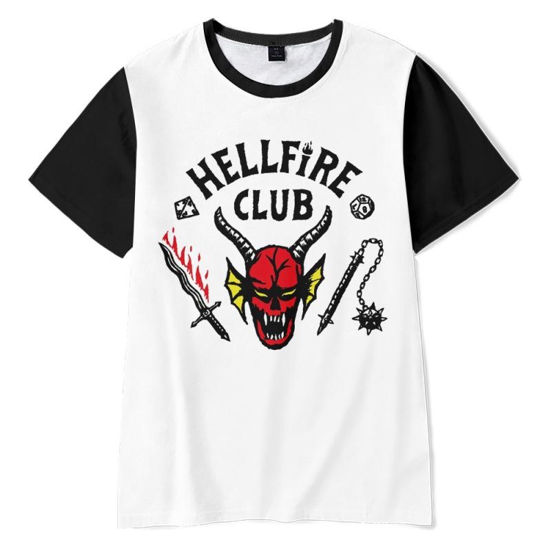 NEUE Damen-/Herrenmode Hellfire Club bedruckte Kurzarm-T-Shirts Lässige O-Ausschnitt Coole Tops XXXXL