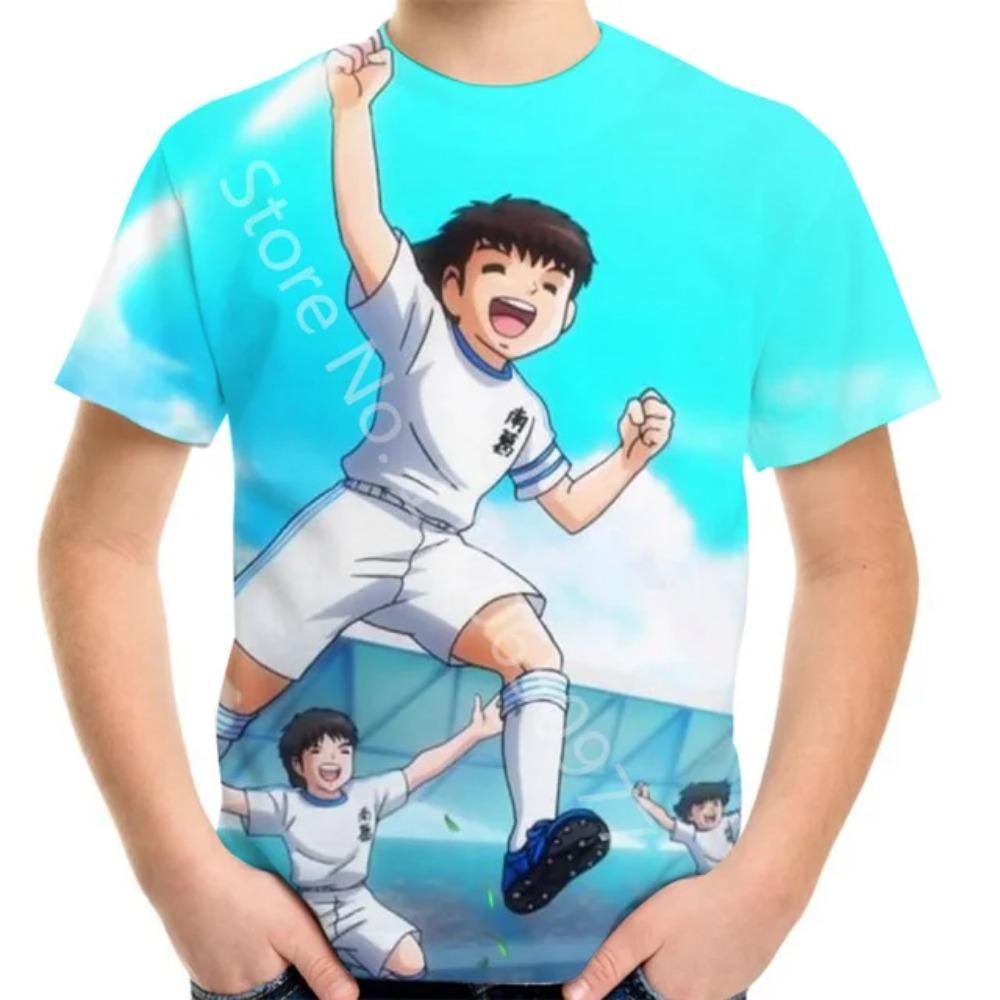 Sommer 4-20J Teen Kinder Cartoon T-Shirt Fußball Anime Captain Tsubasa 3D Druck T-Shirt Für Jungen Mädchen Kinder Mode Oberteile 130