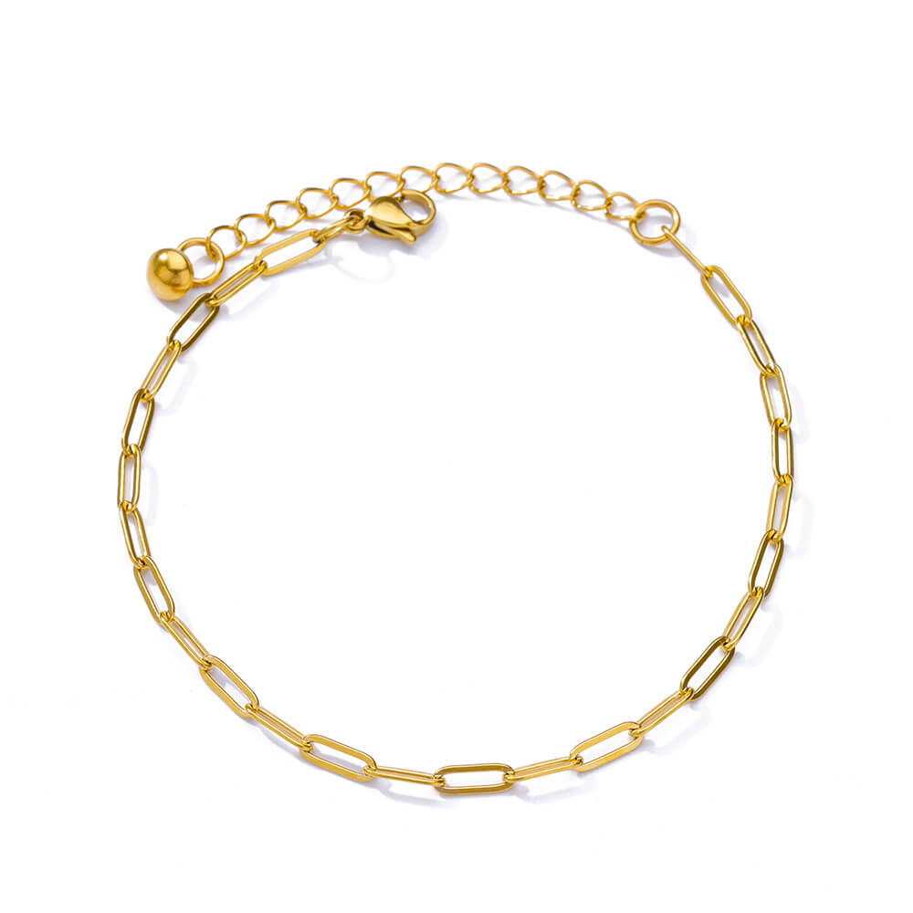 Klobige Figaro-Ketten-Fußkettchen für Damen Punk Edelstahl Goldfarbe Figaro-Kette 21+10cm Fußkettchenkette Sommer Schmuck Geschenk beige
