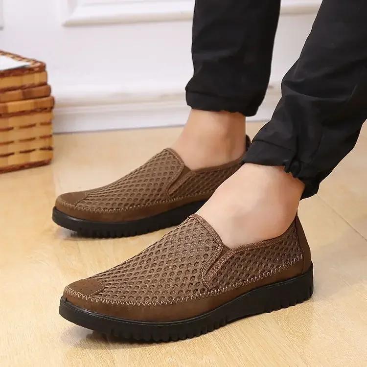 Neue Sommer Herren Casual Tuch Mesh Schuhe Atmungsaktive rutschfeste Schuhe Papa Schuhe Mittleren Alters und Ältere Sandalen sandale homme 39