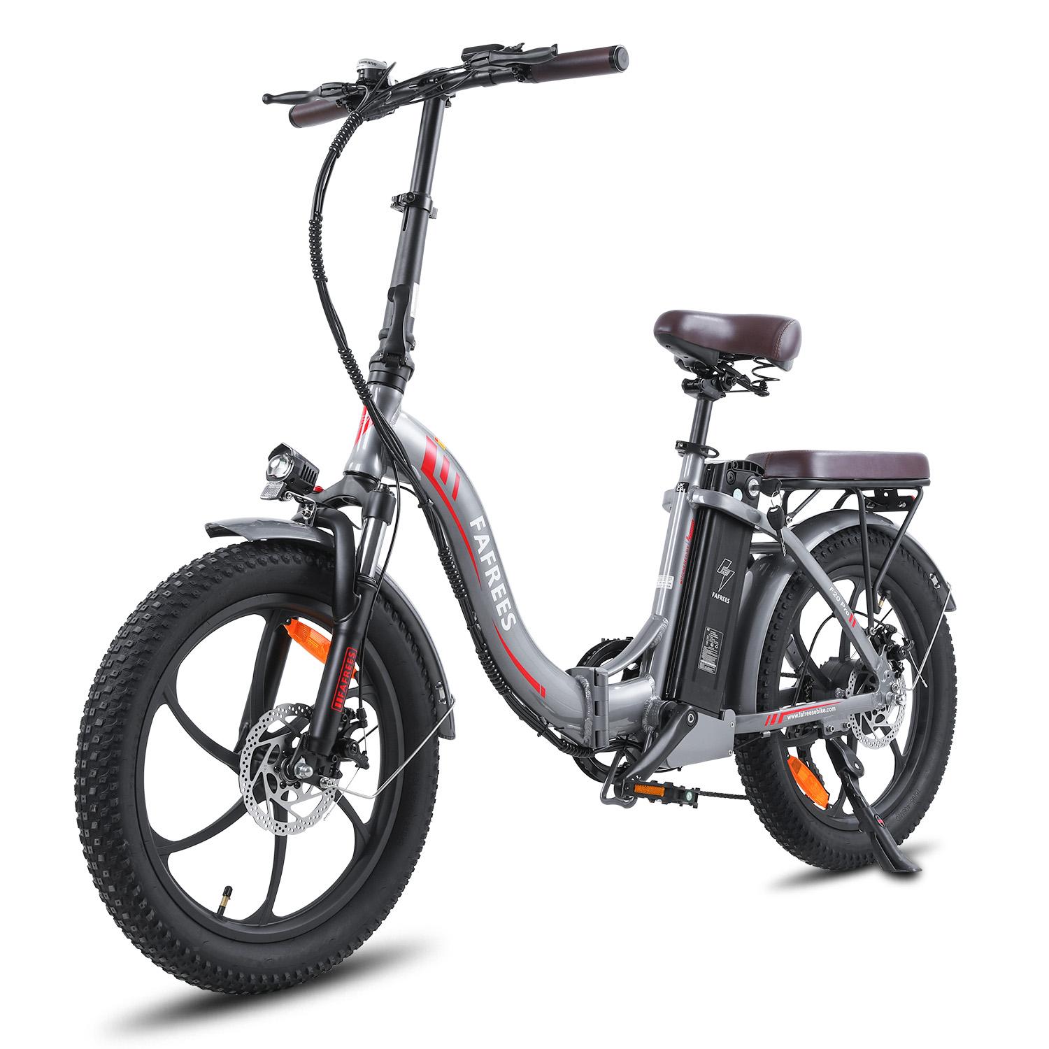 FAFREES F20 Pro Faltbares Elektrisches Fatbike 250W Motor 36V18Ah Akku Urbanes Pendler E-Bike 20 x 3.0 Zoll Aufblasbarer Reifen Elektrofahrrad grau