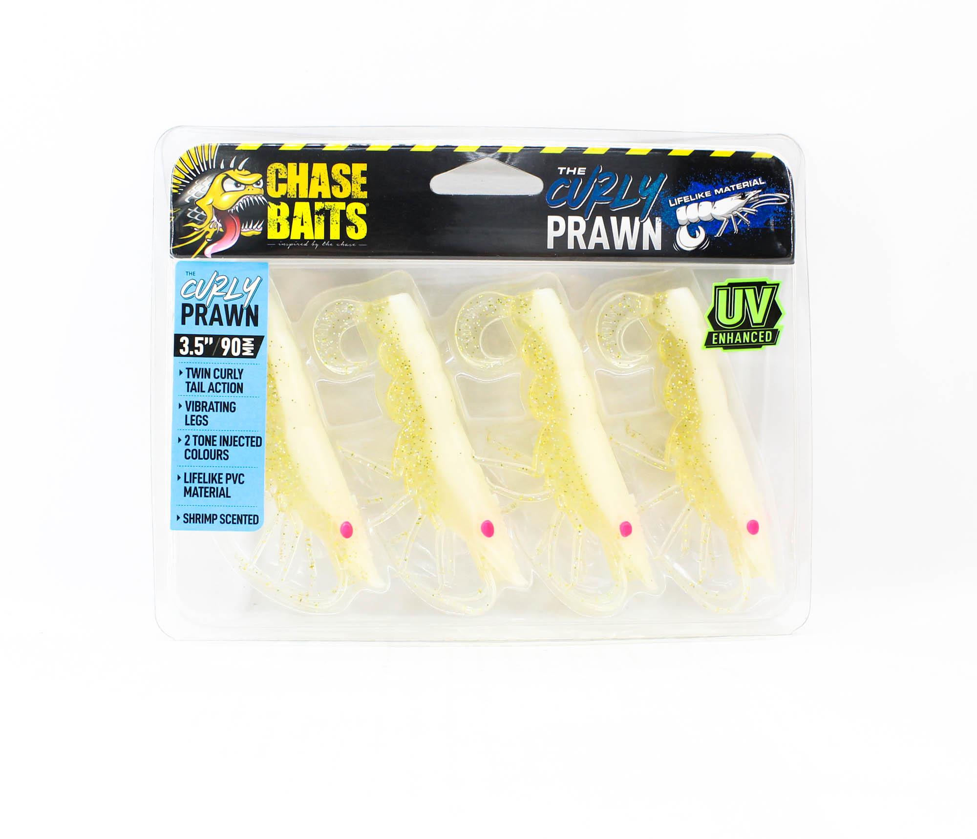 Chasebaits Curly Prawn 90 mm Sinkender Köder 4/Pack Milch Flash (4471)