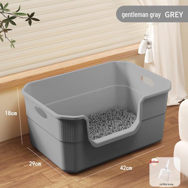 Extra große, spritzwassergeschützte, offene Katzentoilette