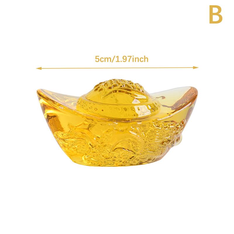 1 Stück Chinesischer Stil Citrin Barren Gold Kristallglas Farbige Glasur Reichtum Geld Feng Shui Handwerk Figuren Heimdekor yellow