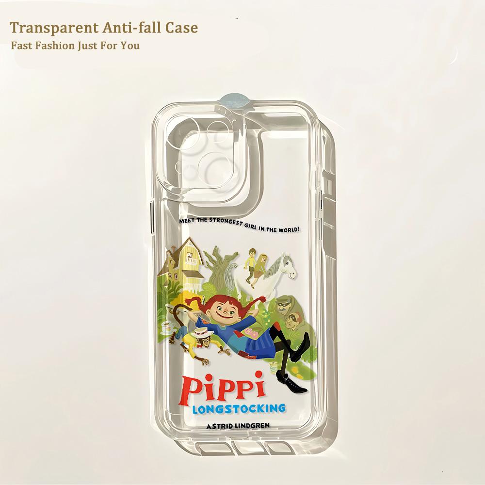 Handyhülle Für Süße P-Pippi Langstrumpf iPhone 17 16 16e 15 14 13 12 11 Mini Pro Max X XR 7 8 Air Plus Transparente Rückseite iPhone 17 Air