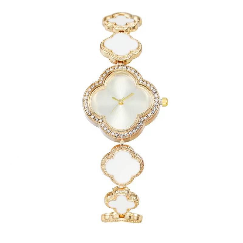 Hochwertige, modische Freizeituhren, luxuriöse Damenarmband-Quarz-Armbanduhren, elegante Uhr für Mädchen, Ehefrau, Freundin weiß