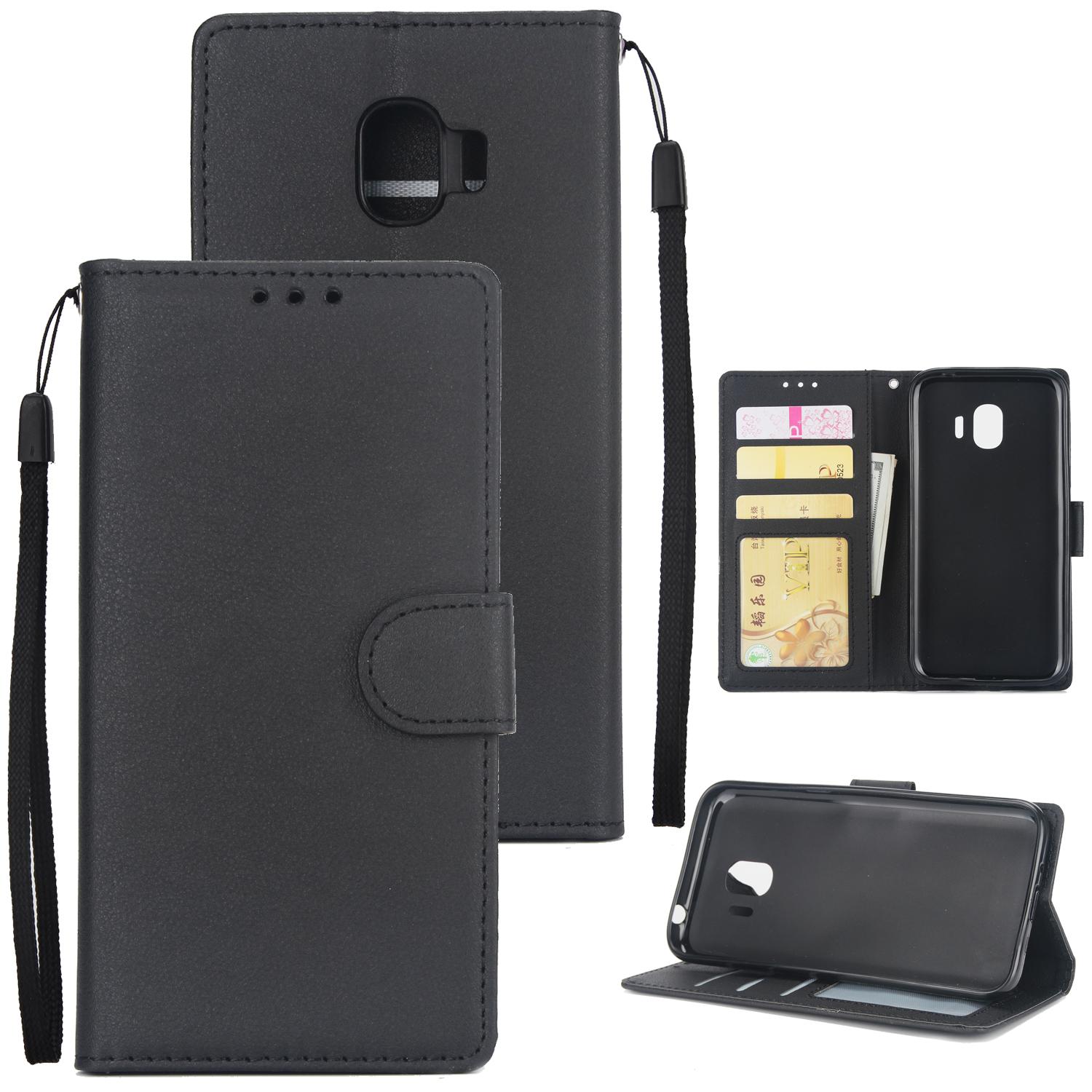 Flip Leder Brieftasche Fall für Samsung Galaxy J2 J3 J4 J6 J7 J8 2018 J5 2016 2017 J6 Prime Plus a01 Core A32 A42 S30 Ultra Funda Galaxy J3 2017 J330 schwarz