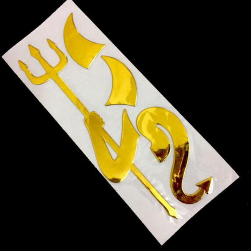 3D-PVC-Weichkleber-Teufel-Autoaufkleber - Persönlichkeitsdesign gold