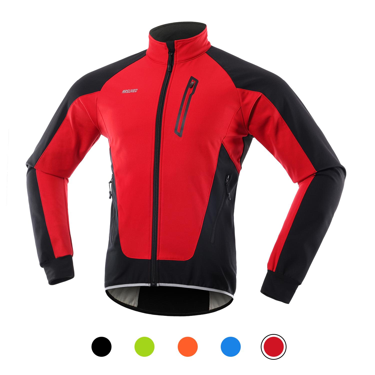 Herren Fahrradjacke, wasserdicht, winddicht, Thermo-Fleece, Fahrradtrikot, MTB, Fahrrad, Reiten, Laufen S rot