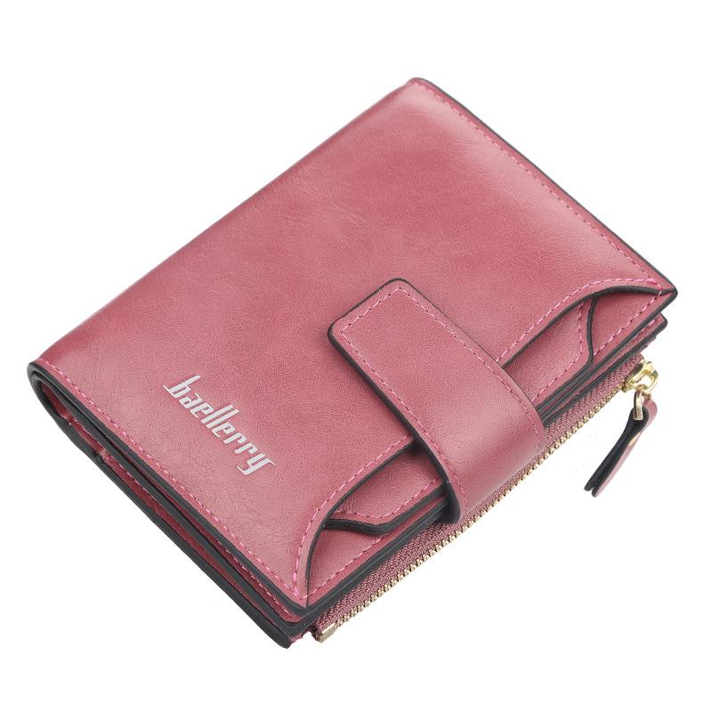Baellerry Damenmode Kurze Geldbörsen Pu-Leder Haspe Reißverschluss Geldbörse Kleine Clutch karmin rot