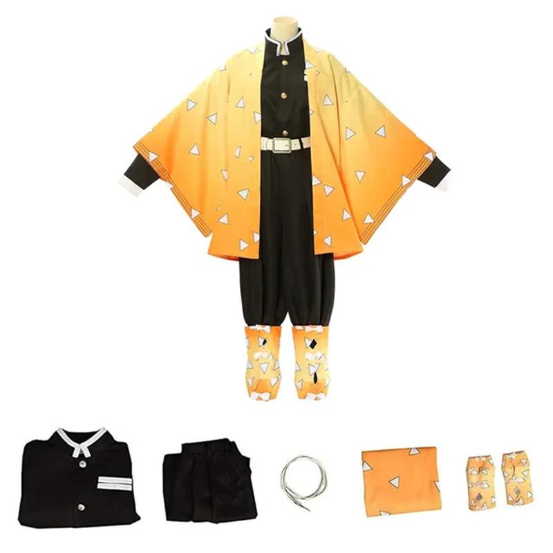 Anime Demon Slayer Kimetsu No Yaiba Zenitsu Giyu Tanjirou Kamado Nezuko Cosplay Frauen Kinder Männer Kimono Uniform Party XL grün