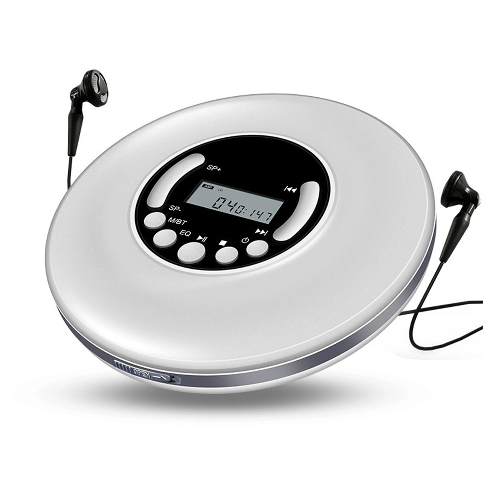 Tragbarer CD-Player, MP3-Musik-Player, AB-Wiederholungsfunktion mit LCD-Display, LCD-Display, externes weiß