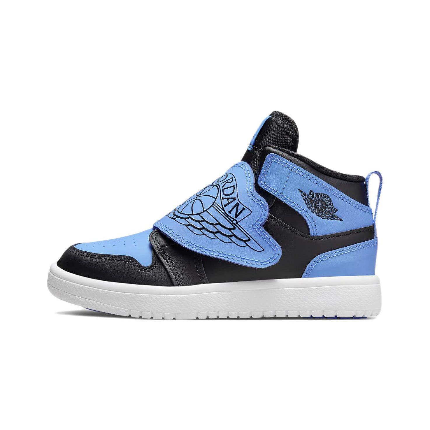 Air Jordan Sky Jordan 1 PS University Blue Kinder-Sneaker Schwarz Weiß BQ7197-041 28