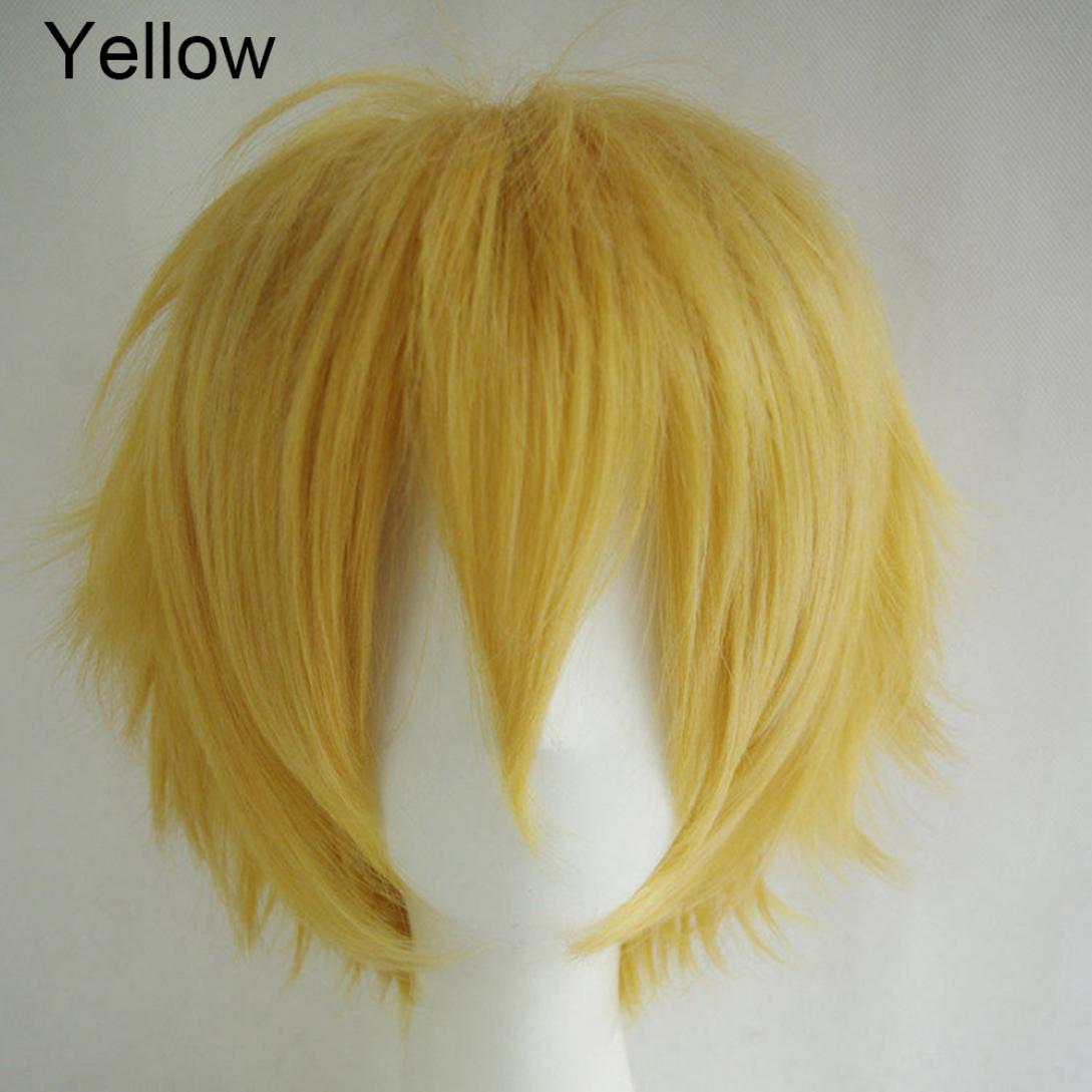 Orion Männer Frauen Multi-Color Kurze Gerade Haarteil Volle Perücke für Anime Party Cosplay One Size gelb