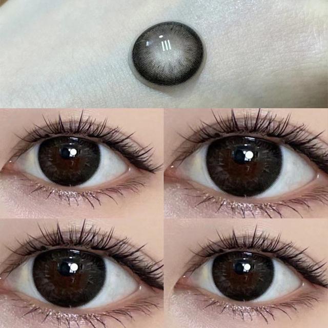 Schwarze farbige Kontaktlinsen mit großem Durchmesser für Herren, 1 Paar/2 Stück, farbige Kosmetik, Modeaccessoires mit Dioptrien-Verschreibungslinsen 0 esche schwarz