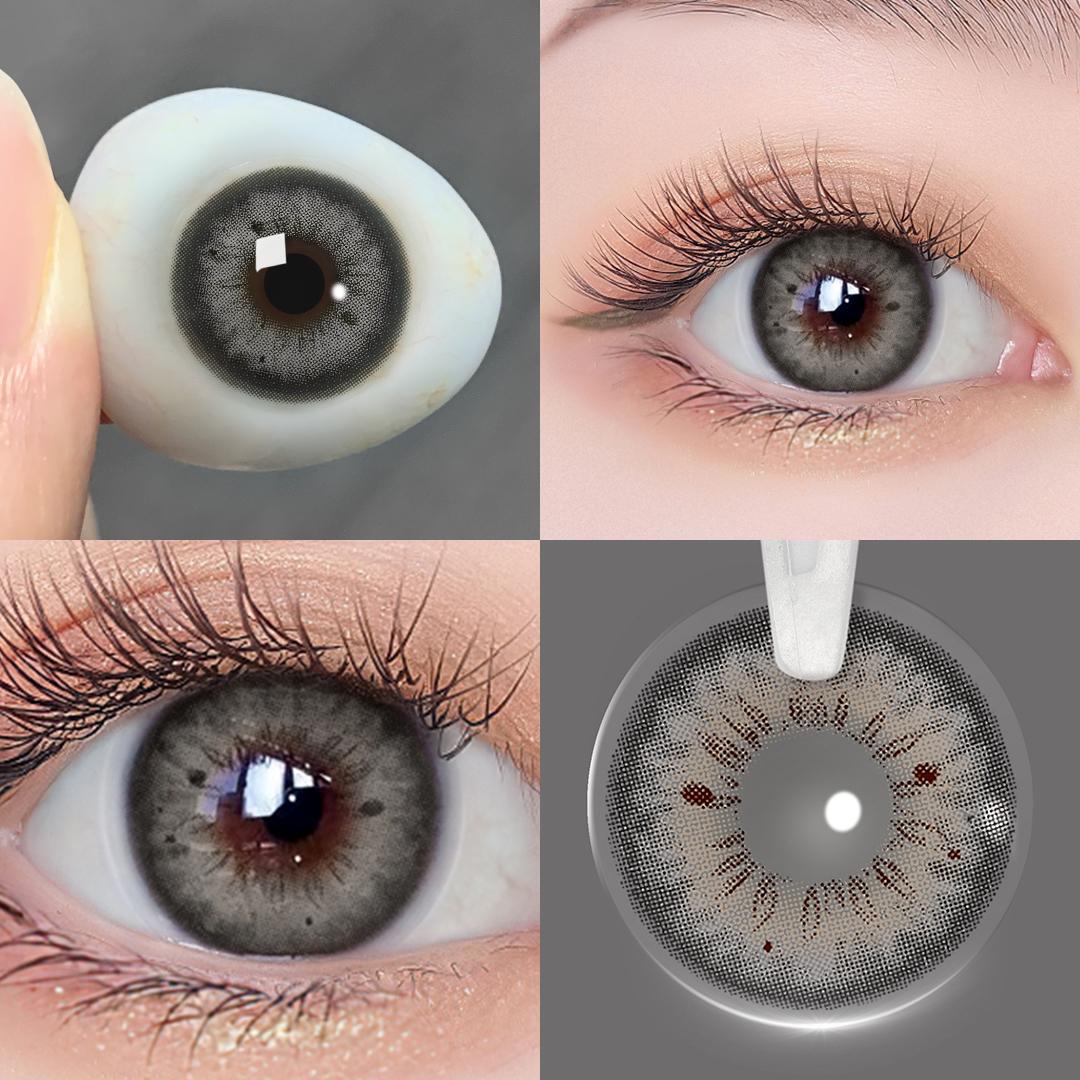 Magister 1 Paar natürliche farbige Kontaktlinsen, blaue Augenlinse, braune Kontakte, Schönheitsschüler, Make-up-Farblinse mit kostenlosem Linsenbehälter graue