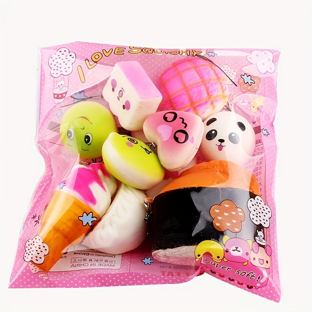 NEU 10 Stück Squishies Spielzeug Mittel Mini Weiche Brotspielzeuge Schlüssel Bananenkuchen Toast Squishy Spielzeug Kawaii Spielzeug Squishy Pack Spielzeug Zufällig pink