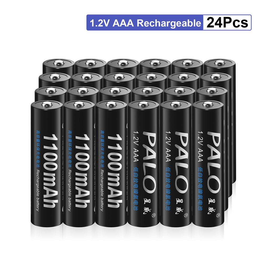 24PCS AAA 1100mAh NI-MH 1,2V Akku AAA Batterie 3A wiederaufladbare batterie NI-MH batterie für kamera, spielzeug 24pcs schwarz