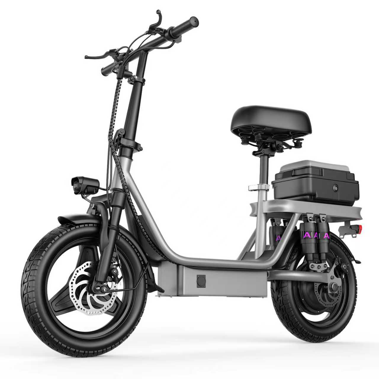 TOOFLY GQ8 Multi Terrain High Carbon Steel With Seat Electric Scooter 250W Motor 48V15AH Battery 14 Inch Off-Road Outdoor commuting E-Scooter grau