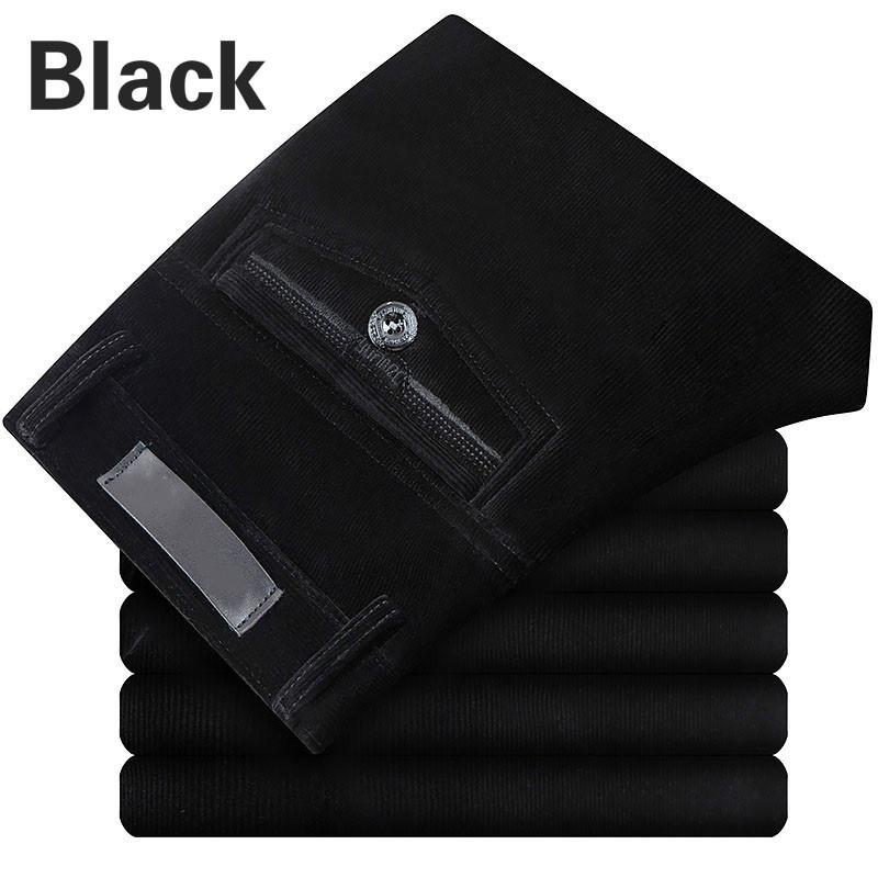 Hosen Männer Cord Cord Hosen Stretch Gerade Hosen Casual Lose Hohe Taille Vintage Retro 36 schwarz