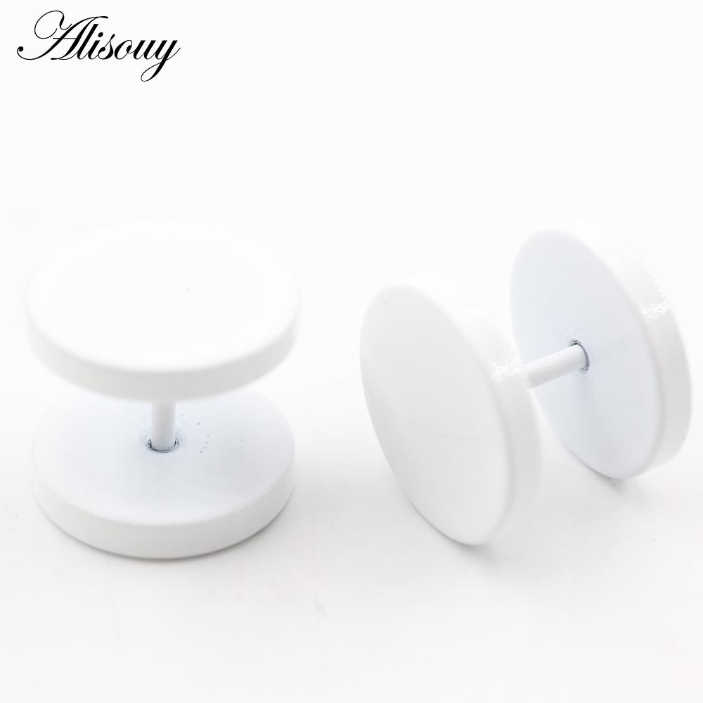 Alisouy 2 Stück 3-14mm Einbrennlack Edelstahl Unisex Herren Damen Hantel Rund Ohrstecker Ohrring Tragus Helix Piercing Schmuck 10mm weiß