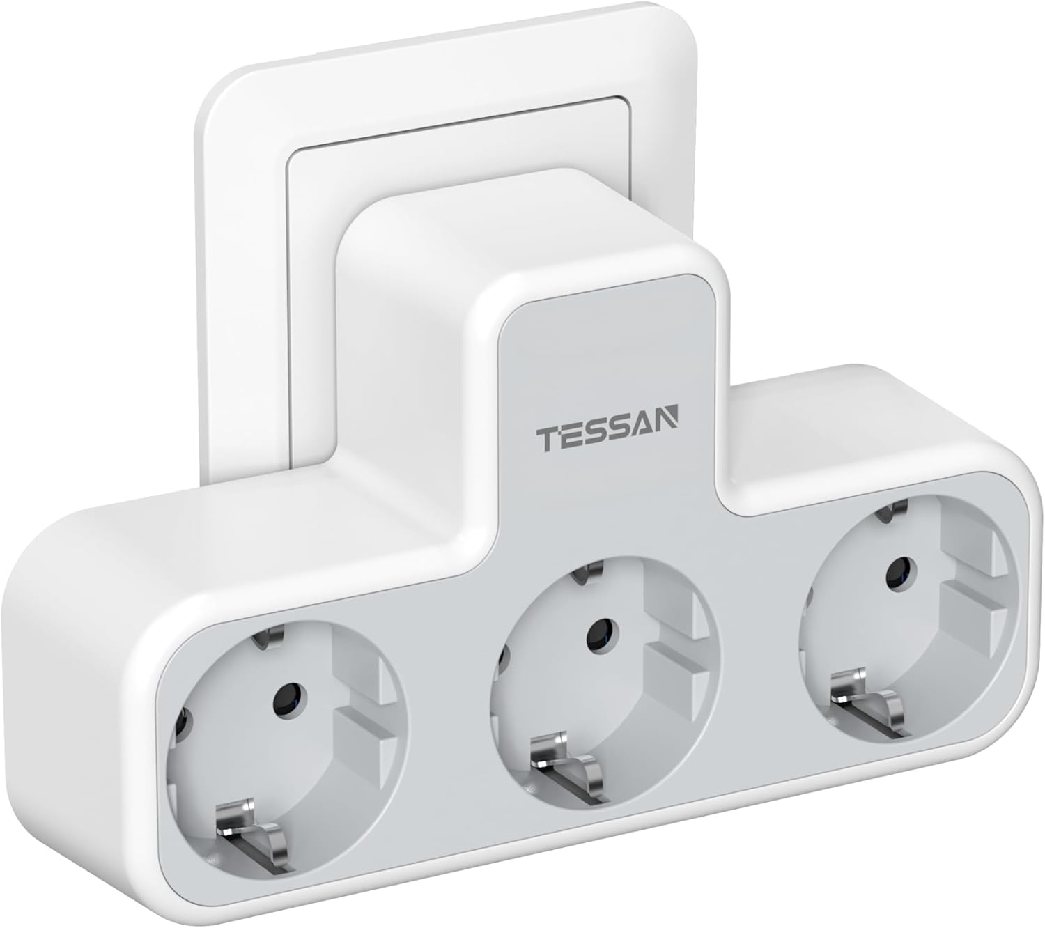 TESSAN 3-fach Steckdosenleiste, 3-in-1 Steckdosenleiste, Steckdosenleiste für Zuhause und Büro, kompatibel mit Telefon und Laptop 3 AC Outlets graue