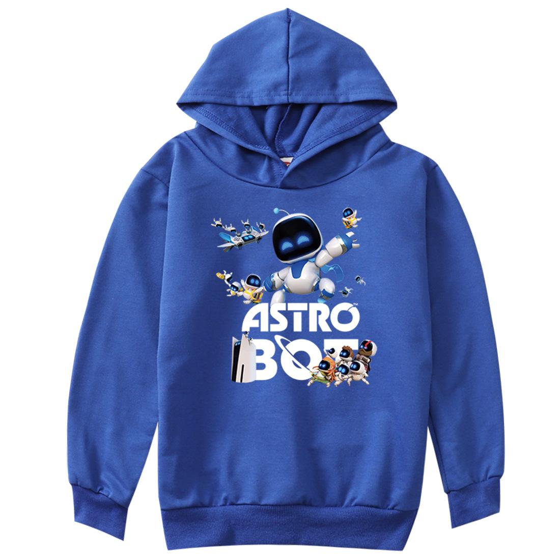 2025 Spiel Astro Bot Hoodie Kinder Comic Kleidung für Teenager Mädchen Pullover Langarm Mäntel Jungen Weiche Stoff Oberbekleidung Kinder Kleidung 100 blue