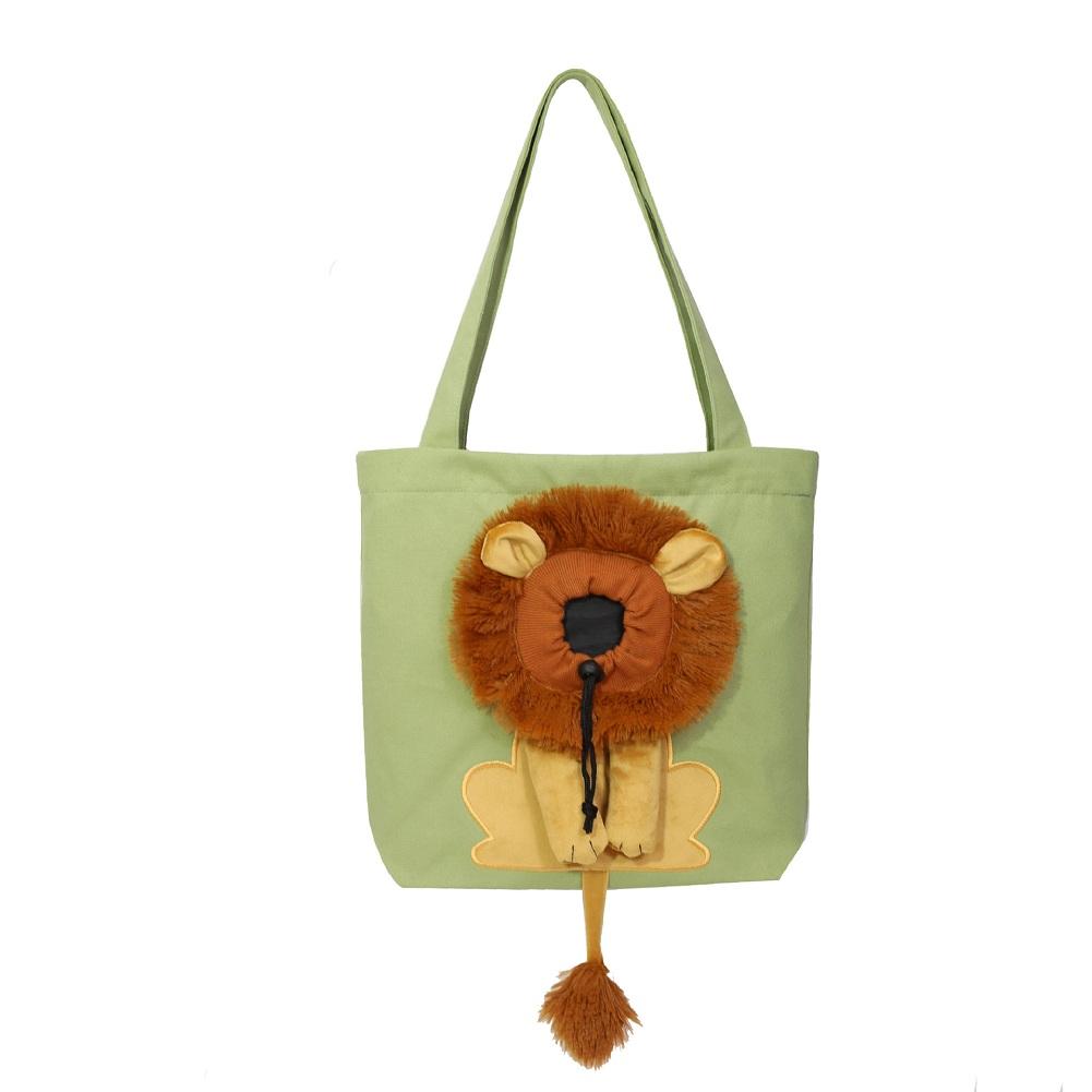 Haustier-Katzen-Tragetaschen, Löwen-Design, tragbare, atmungsaktive Tasche, Katzen-Hunde-Tragetaschen, ausgehende Reisen, Haustiere, Handtasche mit Sicherheitsreißverschluss 40x35cm-in 4kg grün