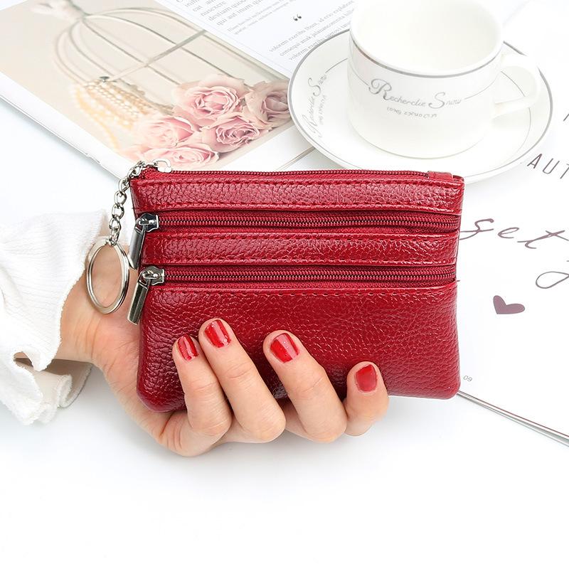 Mode frauen Geldbörse Haushalts Reißverschluss Schlüssel Tasche Karte Tasche Münze Geldbörse Hand Weibliche Kleine Tasche wein rot