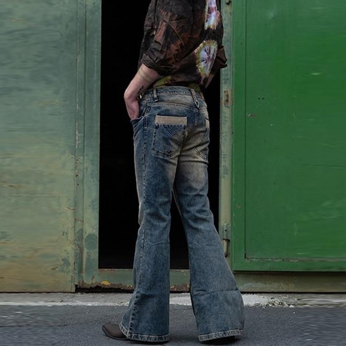 Schlaghose für Herren Lockere Jeans Patchwork Jeans Punk Style Schlaghose Herren Jeanshose S