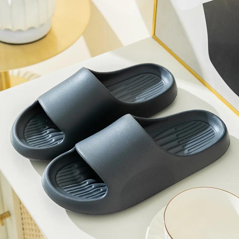 Große Größe 50 51 Herren Flip-Flops Damen Weiche Sohle Plateau Pantoletten Sommer Strand Sandalen Paarschuhe Hausschuhe Zuhause Rutschfest Badeschuhe 42-43 dunkelgrau