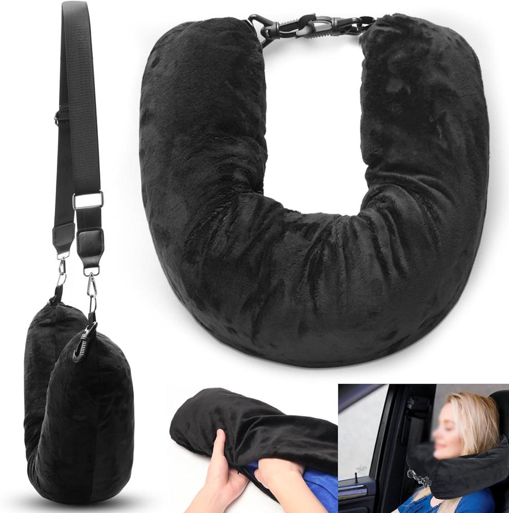Stuffable Reise Nackenkissen Transformierbares Gepäck Kissenbezug Multifunktional Erweiterbar Reise Type B schwarz