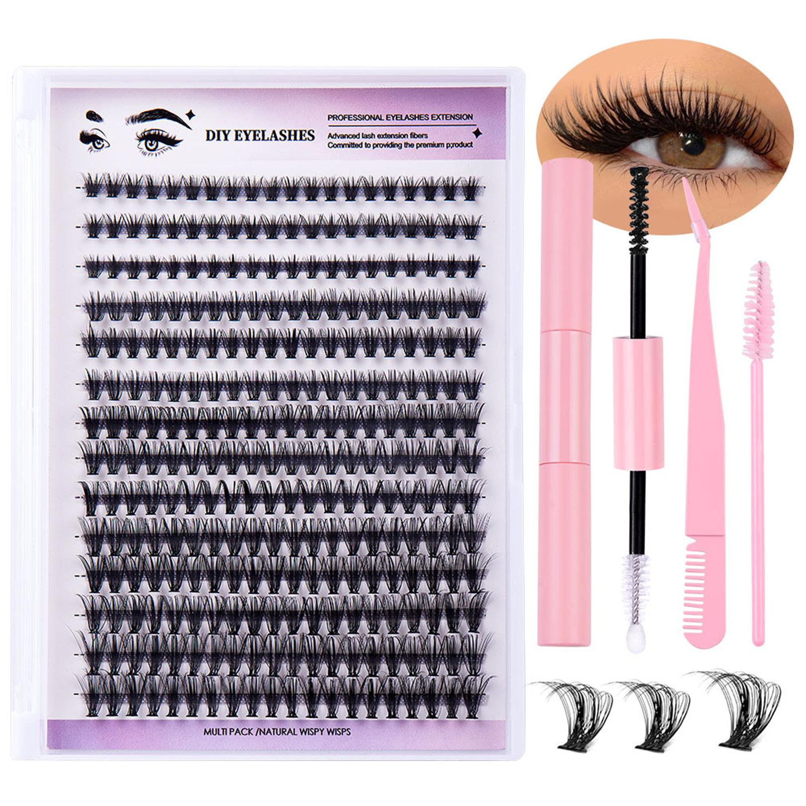Einzelne Wimpernverlängerung DIY segmentierte Wimpern dicke D-Kurve falsche Wimpern für Augen Make-up 280pcs set rosa
