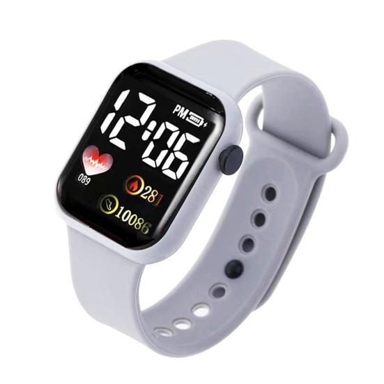 Damen-Armbanduhr mit verstellbarem Silikonband, modisches Genfer Quarz-Armbanduhr mit rundem Zifferblatt grau
