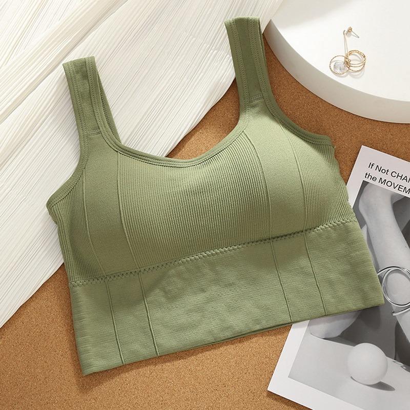 Atmungsaktive Sport-Bh Stoßfest Crop Top Anti-schweiß Fitness Top Frauen Nahtlose Yoga Bh Push-up Sport Top Gym workout Top One Size grün